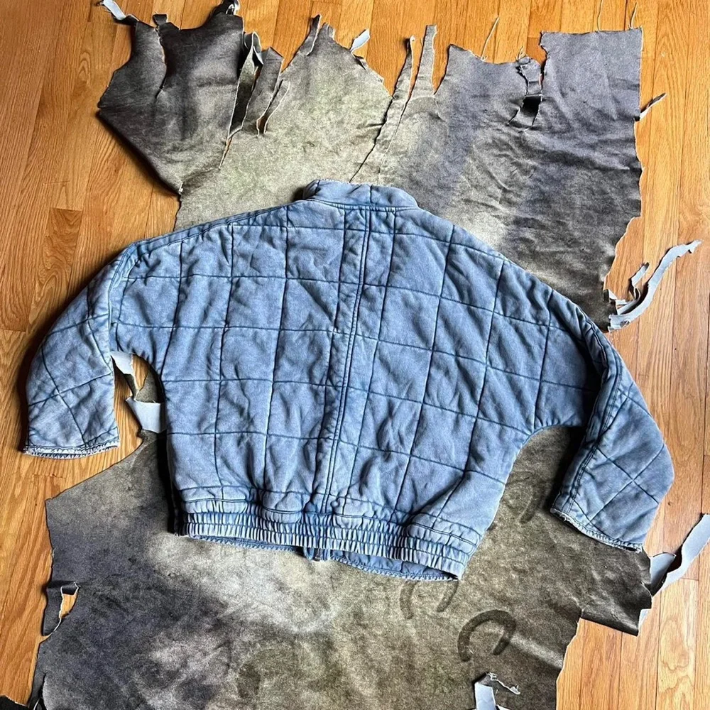 Free people Dolman sleeve quilted jacket ✨ stormy waters blue color size XS - Picture 4 of 4